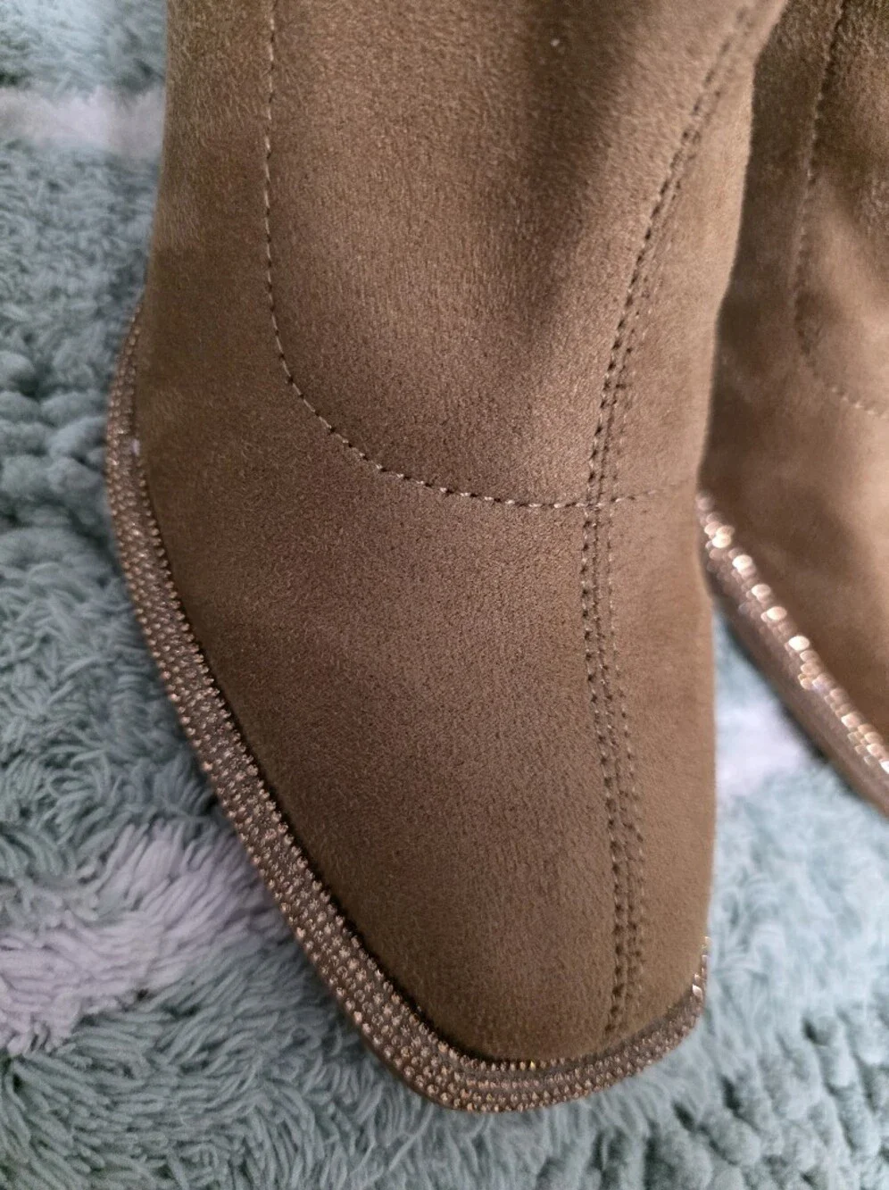 Over-the-Knee Suede Stretch Boots in Brown